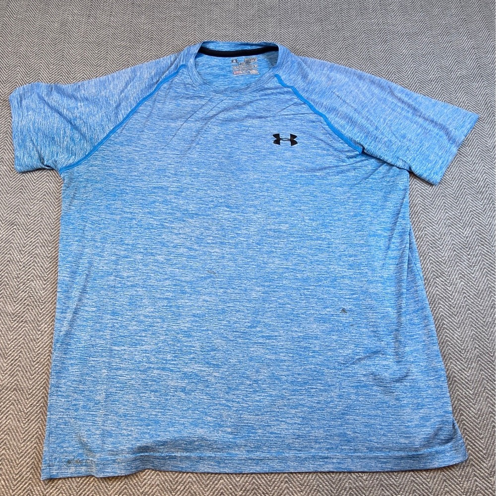 Under Armour HeatGear Mens Blue Heather Short Sleeve Loose Fit T-Shirt Size M